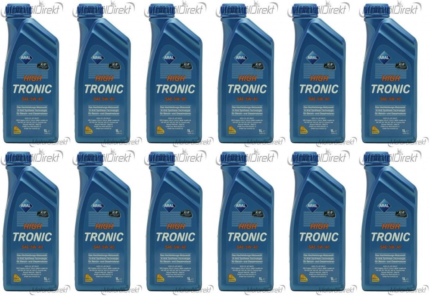 Aral High Tronic 5W-40 Motoröl 12x 1l = 12 Liter