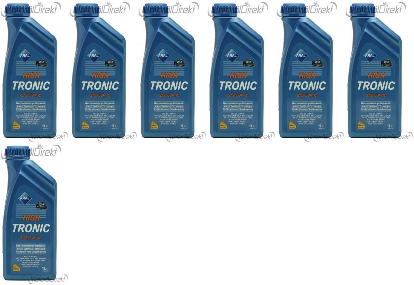 Aral High Tronic 5W-40 Motoröl 7x 1l = 7 Liter