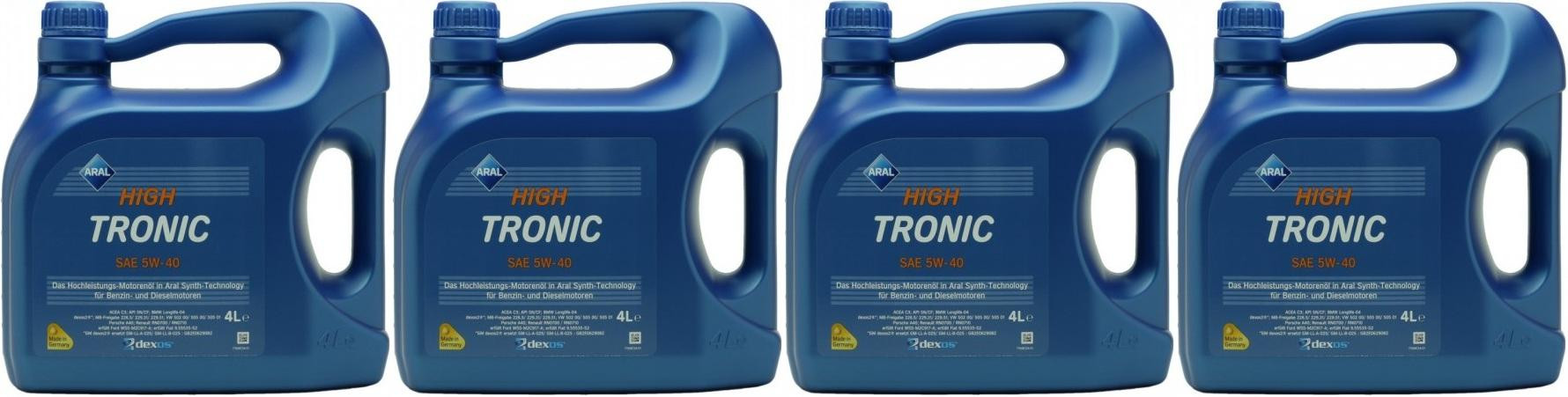 Aral High Tronic 5W-40 Motoröl 4x 4l = 16 Liter