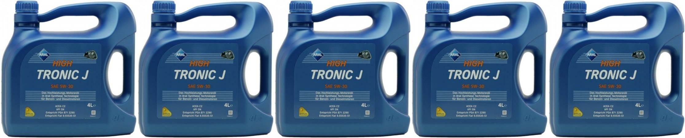 Aral HighTronic J 5W-30 Motoröl 5x 4l = 20 Liter