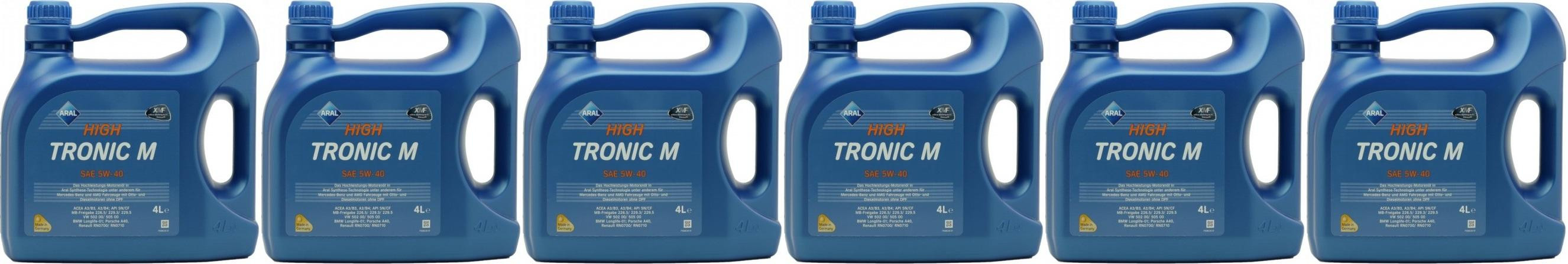 Aral HighTronic M 5W-40 Motoröl 6x 4l = 24 Liter
