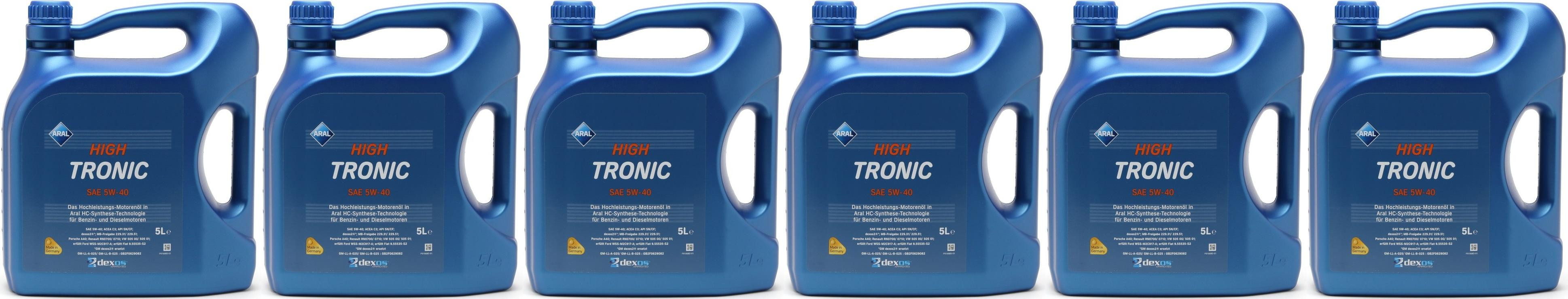 Aral High Tronic 5W-40 Motoröl 6x 5 = 30 Liter