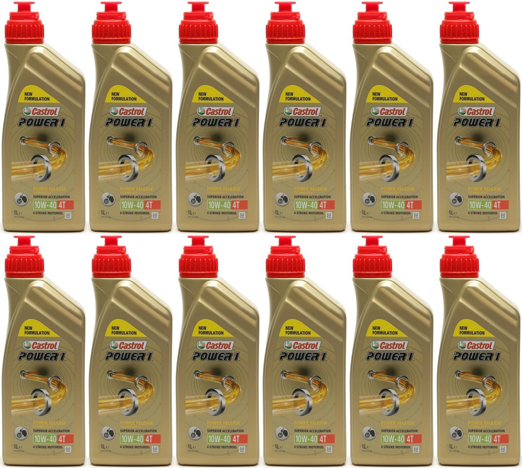 Castrol Power 1 4T 10W-40 Motorrad Motoröl 12x 1l = 12 Liter