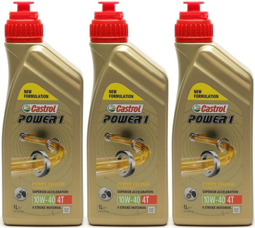 Castrol Power 1 4T 10W-40 Motorrad Motoröl 3x 1l = 3 Liter