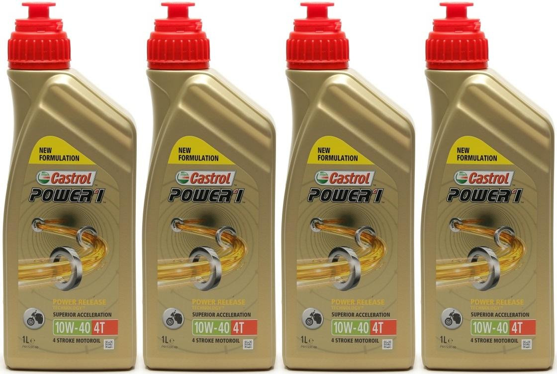Castrol Power 1 4T 10W-40 Motorrad Motoröl 4x 1l = 4 Liter