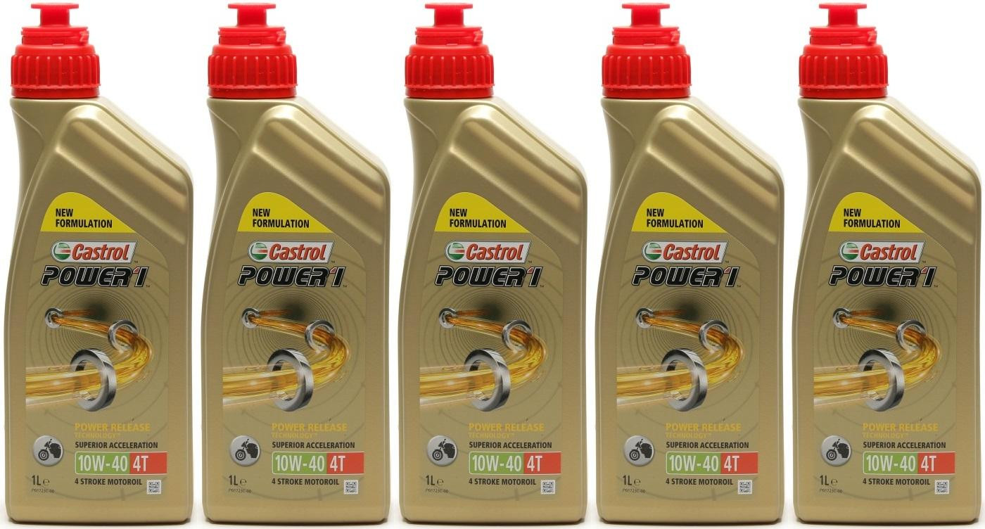 Castrol Power 1 4T 10W-40 Motorrad Motoröl 5x 1l = 5 Liter