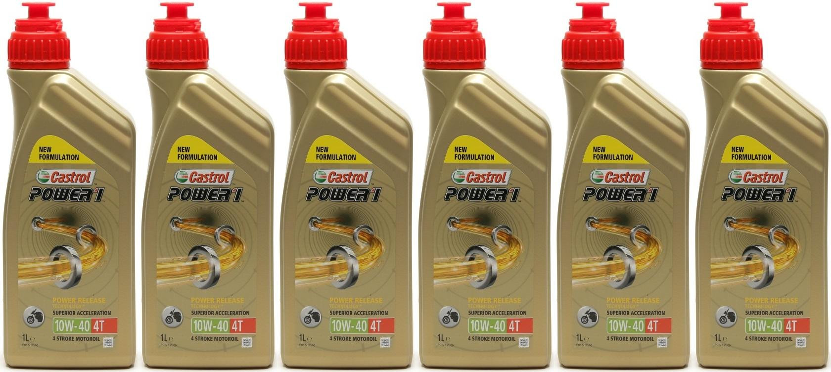 Castrol Power 1 4T 10W-40 Motorrad Motoröl 6x 1l = 6 Liter