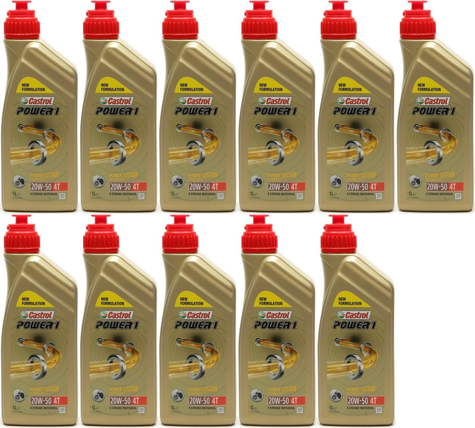 Castrol Power 1 4T 20W-50 Motorrad Motoröl 11x 1l = 11 Liter