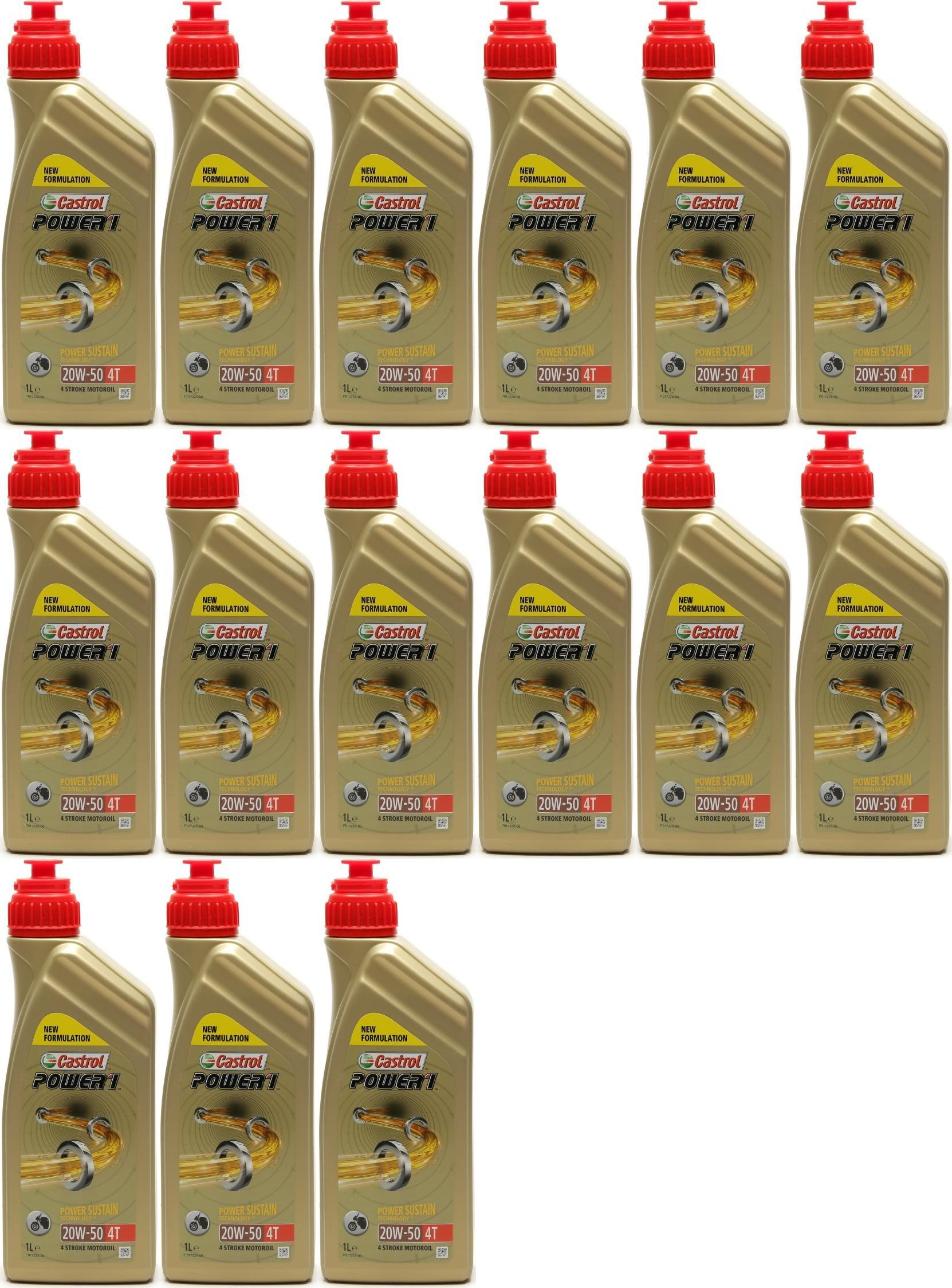 Castrol Power 1 4T 20W-50 Motorrad Motoröl 15x 1l = 15 Liter