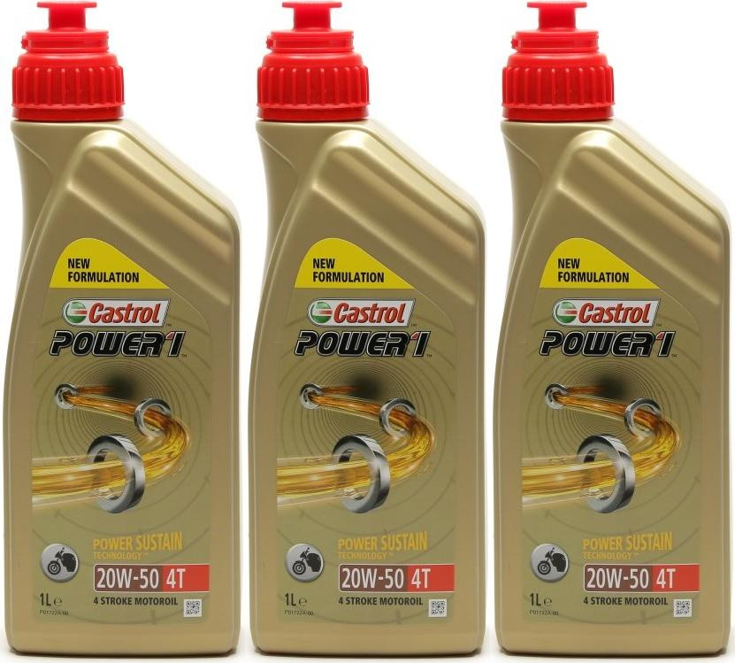 Castrol Power 1 4T 20W-50 Motorrad Motoröl 3x 1l = 3 Liter