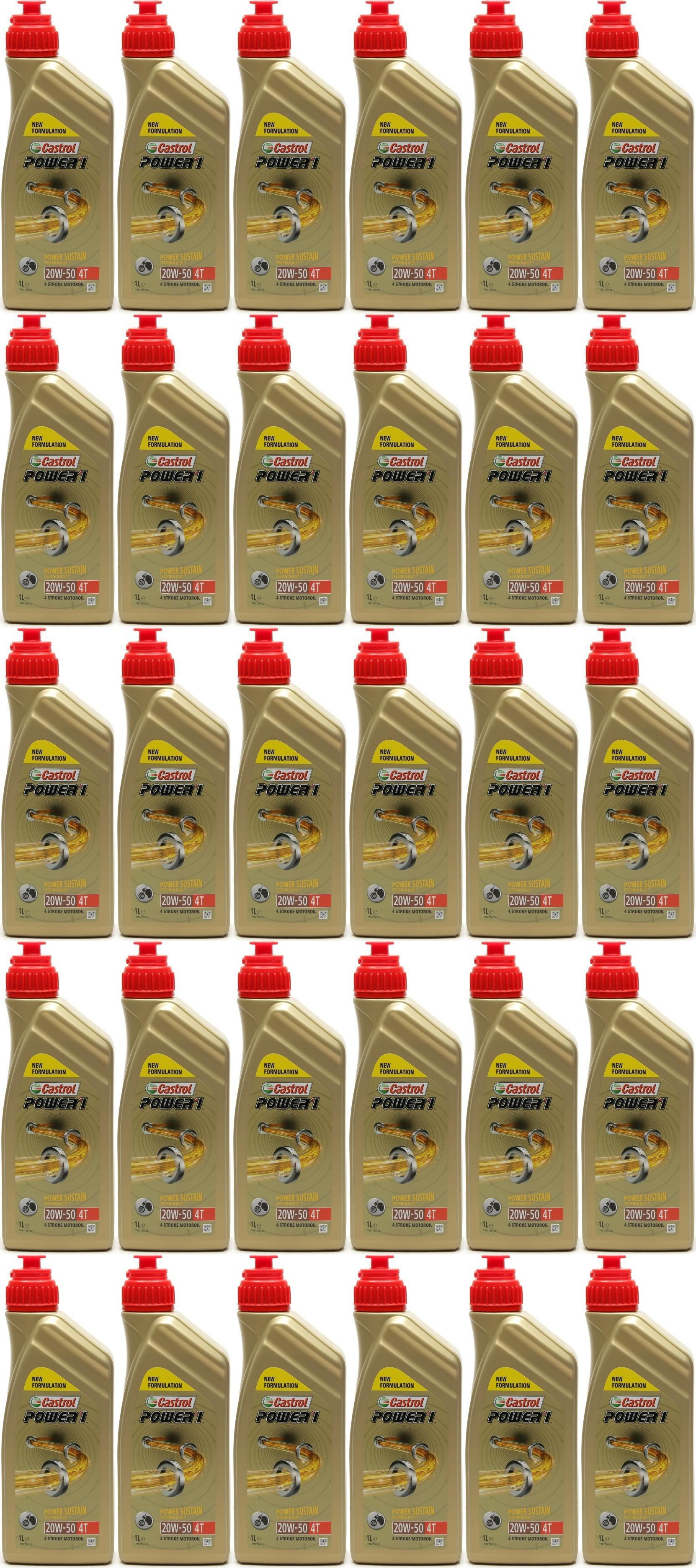 Castrol Power 1 4T 20W-50 Motorrad Motoröl 30x 1l = 30 Liter