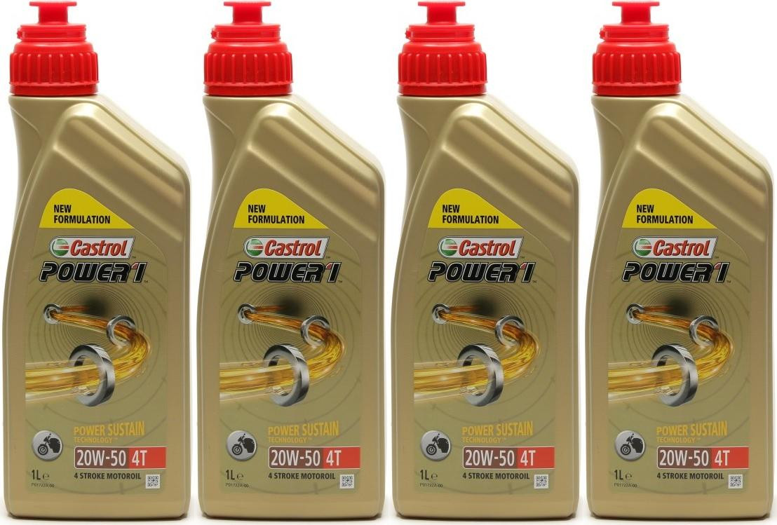 Castrol Power 1 4T 20W-50 Motorrad Motoröl 4x 1l = 4 Liter