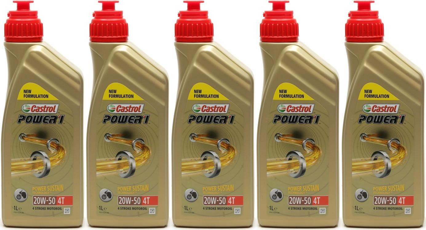 Castrol Power 1 4T 20W-50 Motorrad Motoröl 5x 1l = 5 Liter