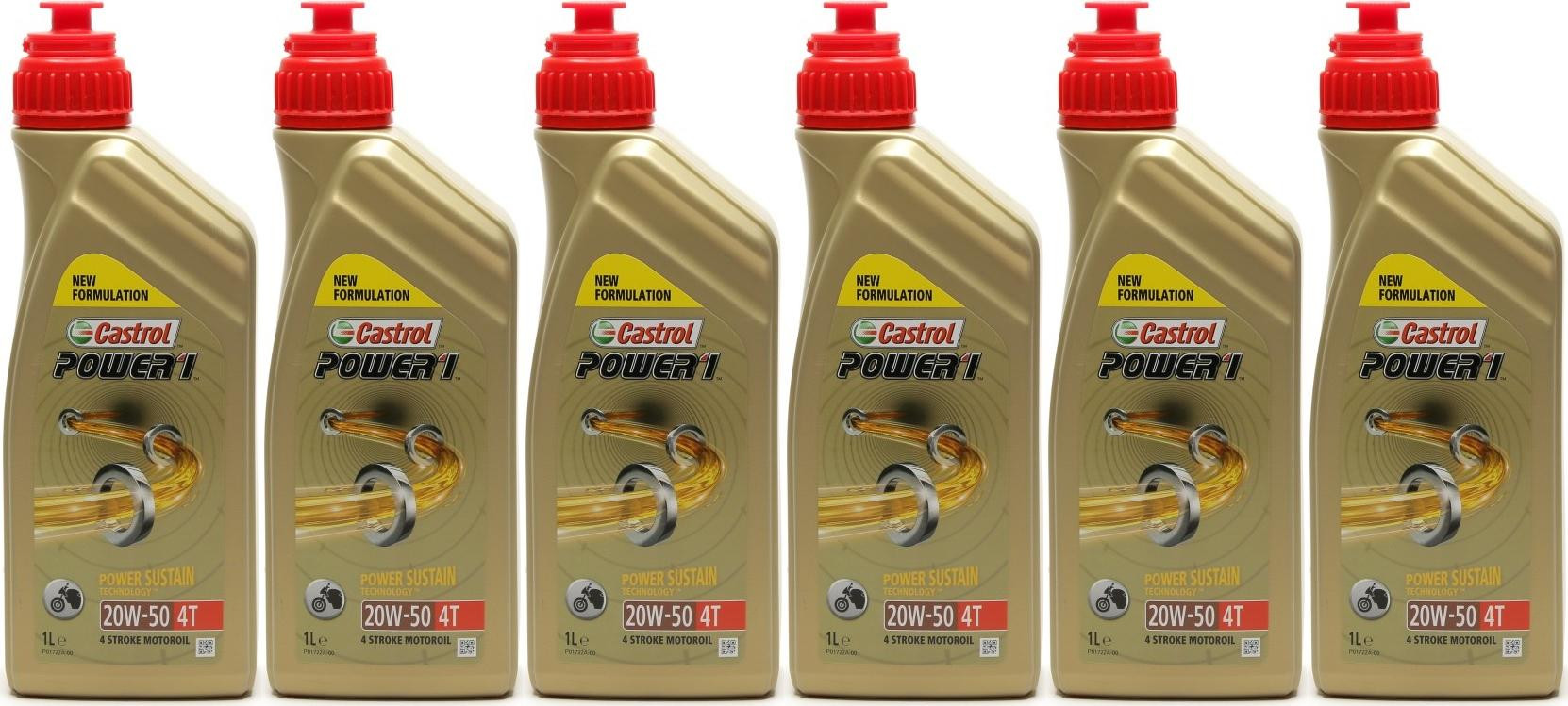 Castrol Power 1 4T 20W-50 Motorrad Motoröl 6x 1l = 6 Liter