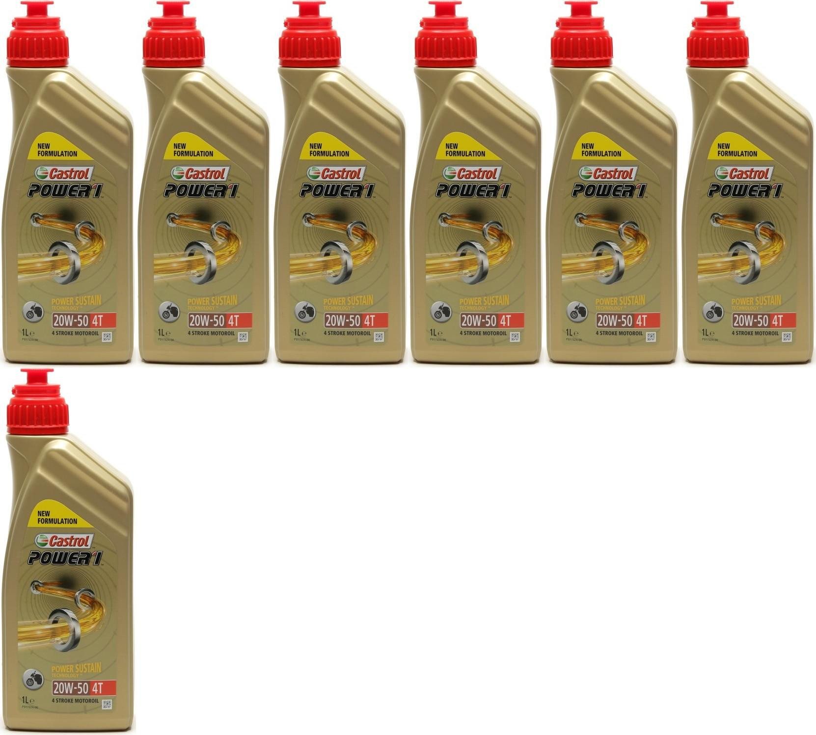Castrol Power 1 4T 20W-50 Motorrad Motoröl 7x 1l = 7 Liter
