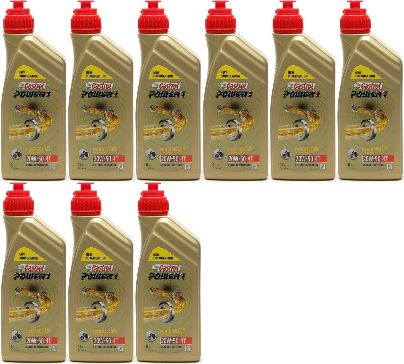 Castrol Power 1 4T 20W-50 Motorrad Motoröl 9x 1l = 9 Liter
