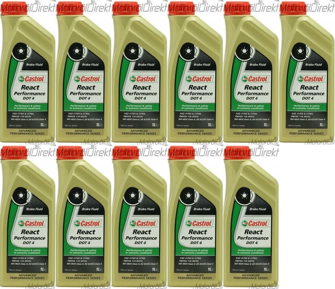 Castrol React Performance DOT 4 Bremsflüssigkeit 11x 1l = 11 Liter