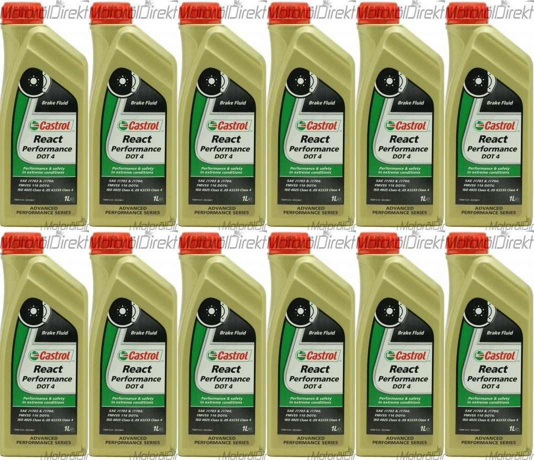 Castrol React Performance DOT 4 Bremsflüssigkeit 12x 1l = 12 Liter