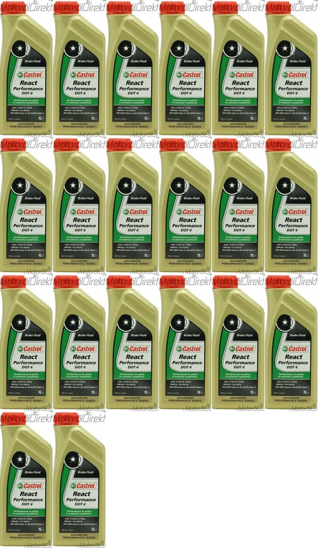 Castrol React Performance DOT 4 Bremsflüssigkeit 20x 1l = 20 Liter