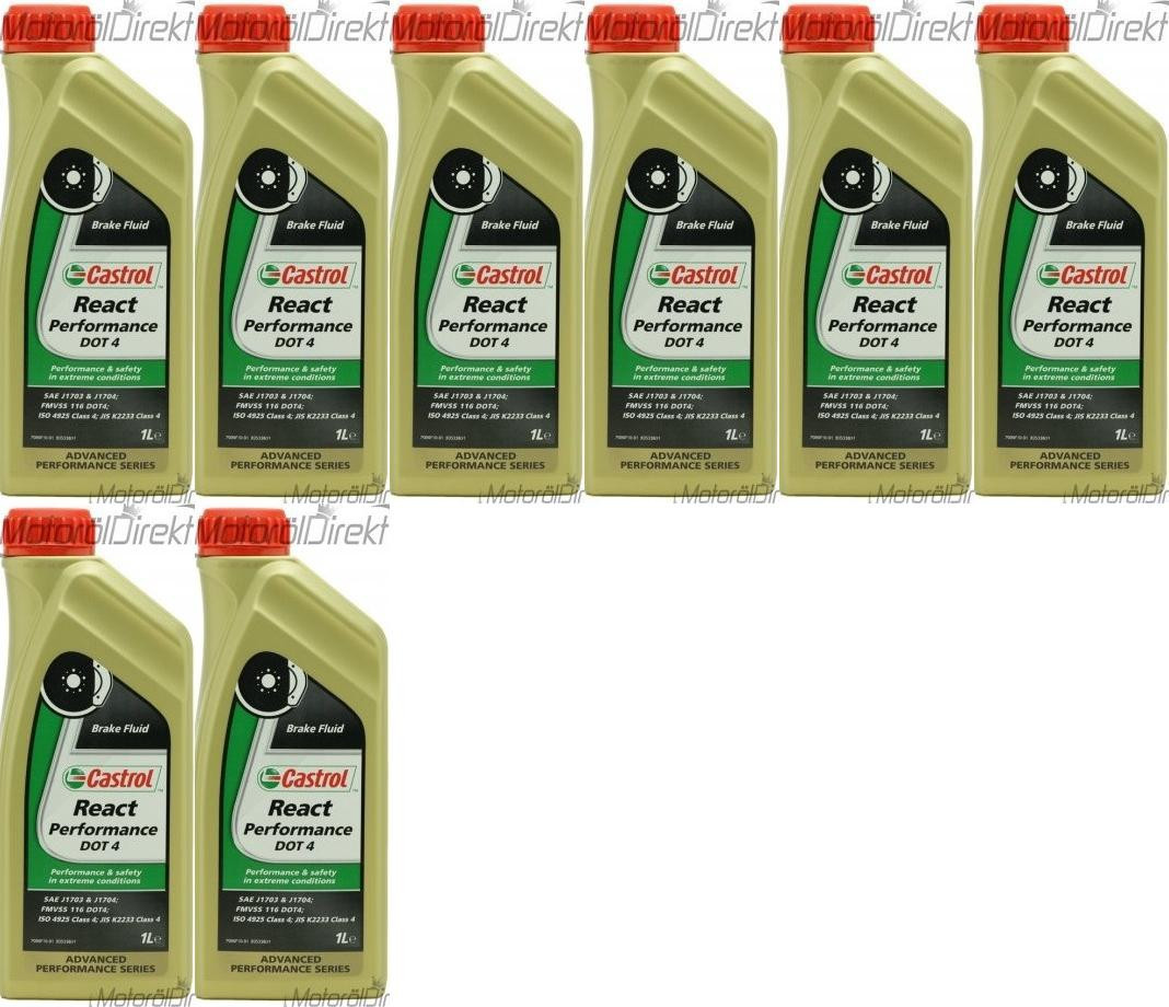 Castrol React Performance DOT 4 Bremsflüssigkeit 8x 1l = 8 Liter