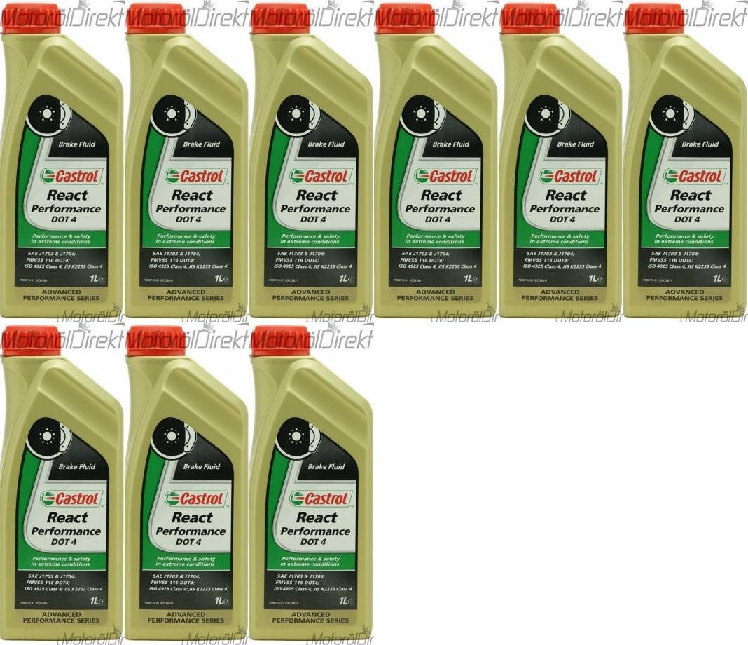 Castrol React Performance DOT 4 Bremsflüssigkeit 9x 1l = 9 Liter