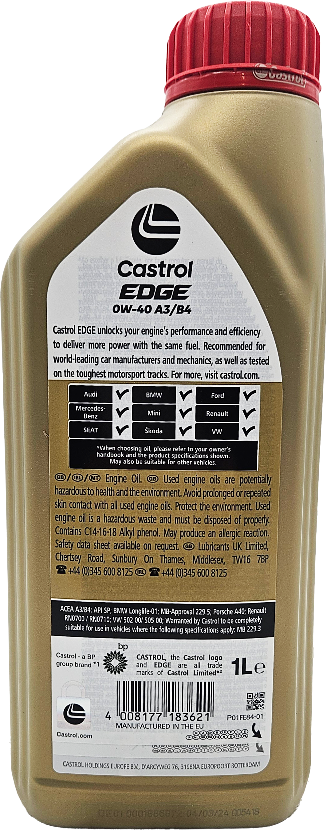 Castrol Edge Fluid Titanium (ex. FST) 0W-40 A3/B4 Motoröl 1l