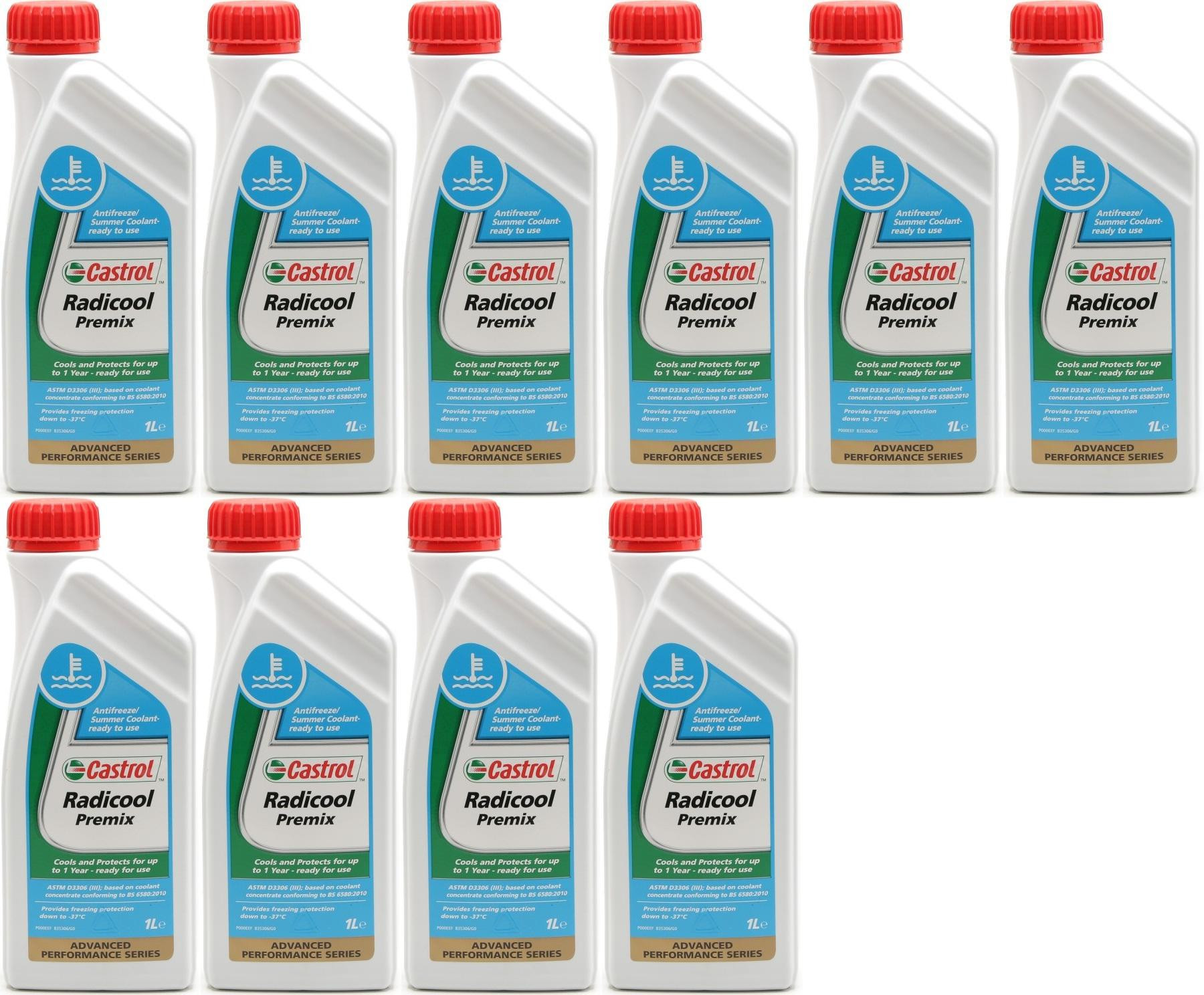 Castrol Radicool Premix Kühlerfrostschutz Fertigmischung 10x 1l = 10 Liter