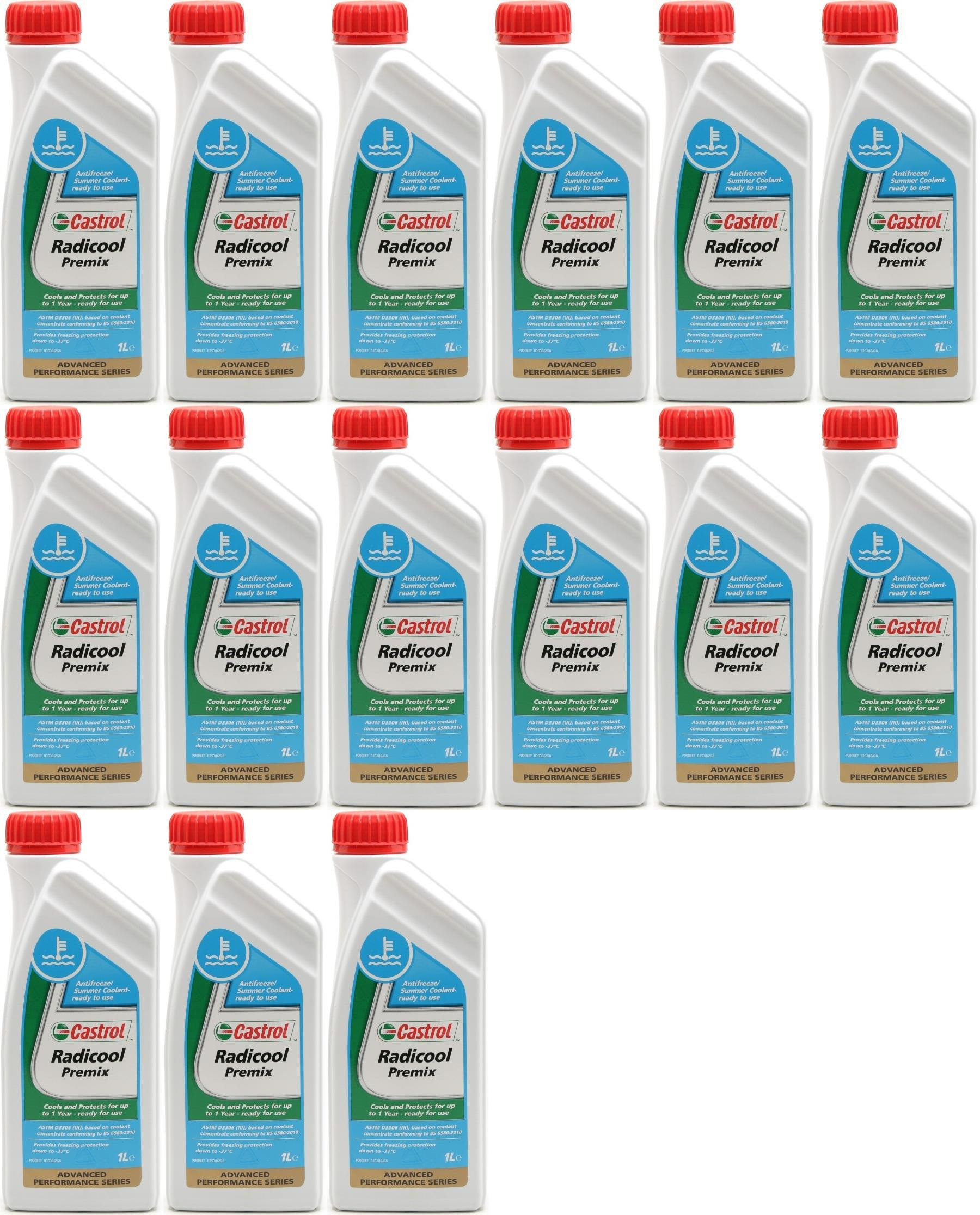 Castrol Radicool Premix Kühlerfrostschutz Fertigmischung 15x 1l = 15 Liter