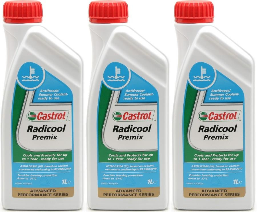 Castrol Radicool Premix Kühlerfrostschutz Fertigmischung 3x 1l = 3 Liter