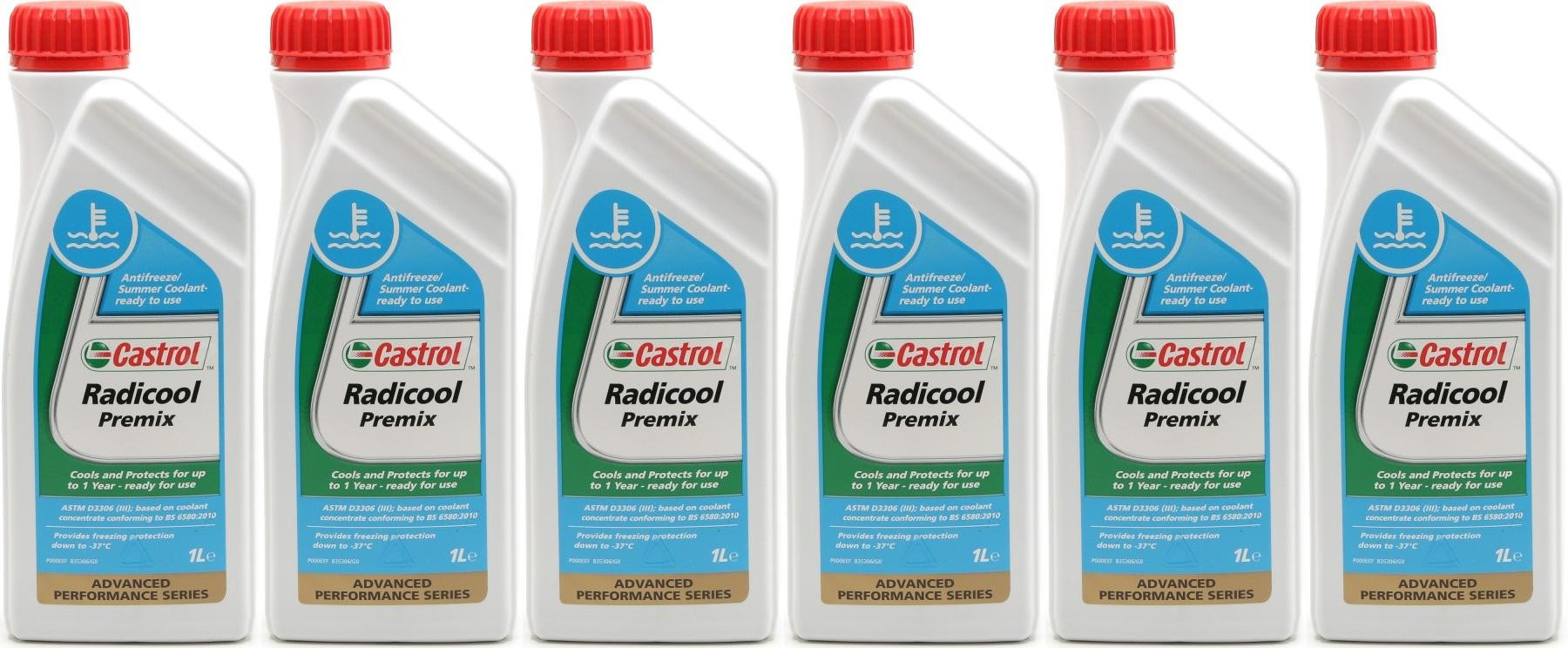 Castrol Radicool Premix Kühlerfrostschutz Fertigmischung 6x 1l = 6 Liter