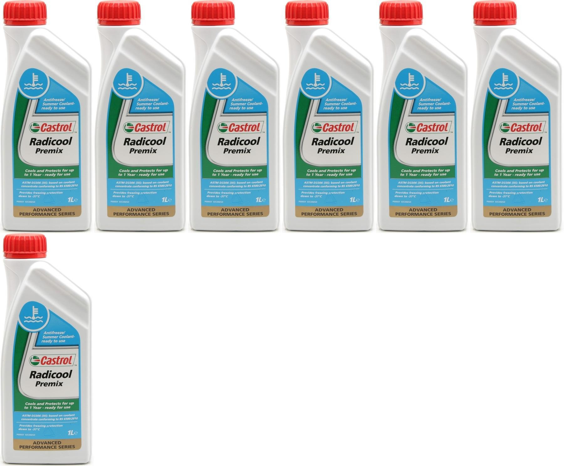 Castrol Radicool Premix Kühlerfrostschutz Fertigmischung 7x 1l = 7 Liter