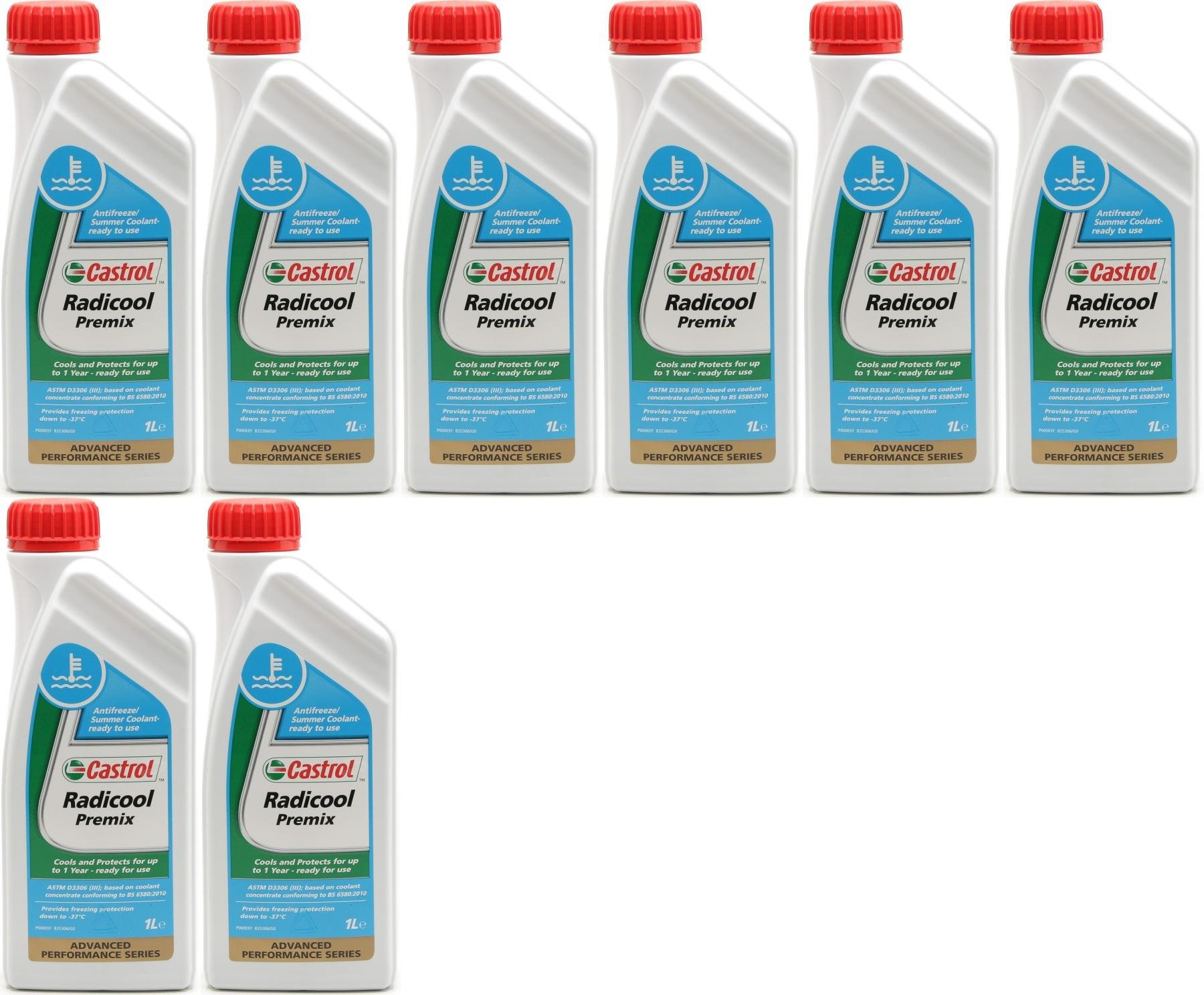 Castrol Radicool Premix Kühlerfrostschutz Fertigmischung 8x 1l = 8 Liter