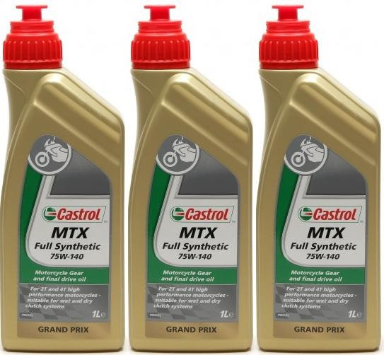 Castrol MTX FULL Synthetic 75W-140 Motorrad Getriebeöl 3x 1l = 3 Liter