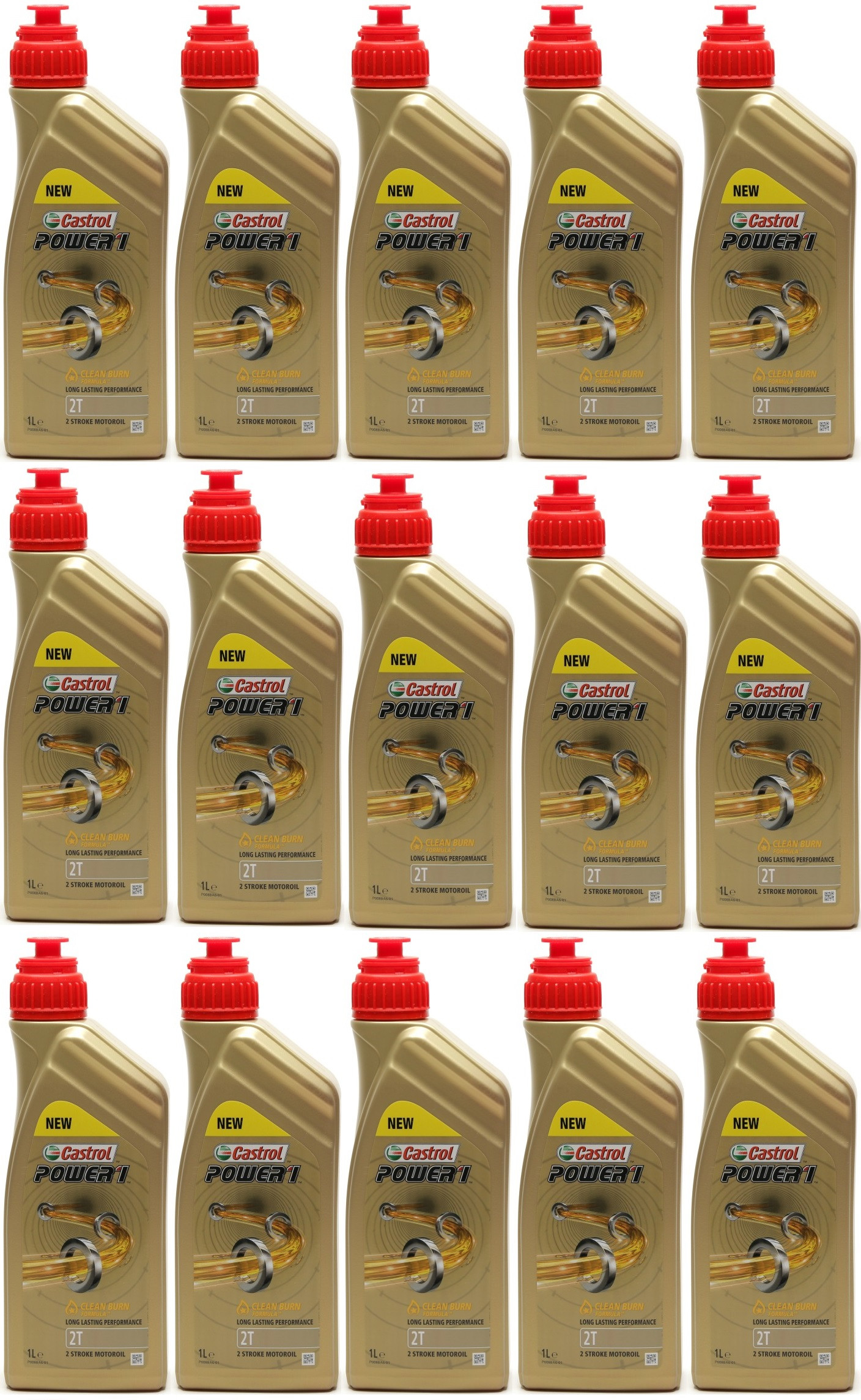 Castrol Power 1 2T teilsynthetisches Motorrad Motoröl 15x 1l = 15 Liter