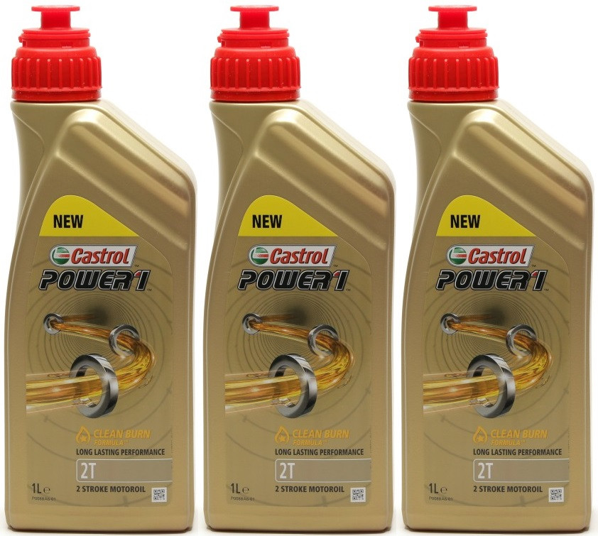 Castrol Power 1 2T teilsynthetisches Motorrad Motoröl 3x 1l = 3 Liter