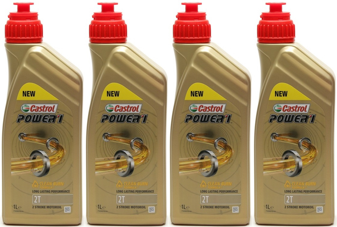 Castrol Power 1 2T teilsynthetisches Motorrad Motoröl 4x 1l = 4 Liter