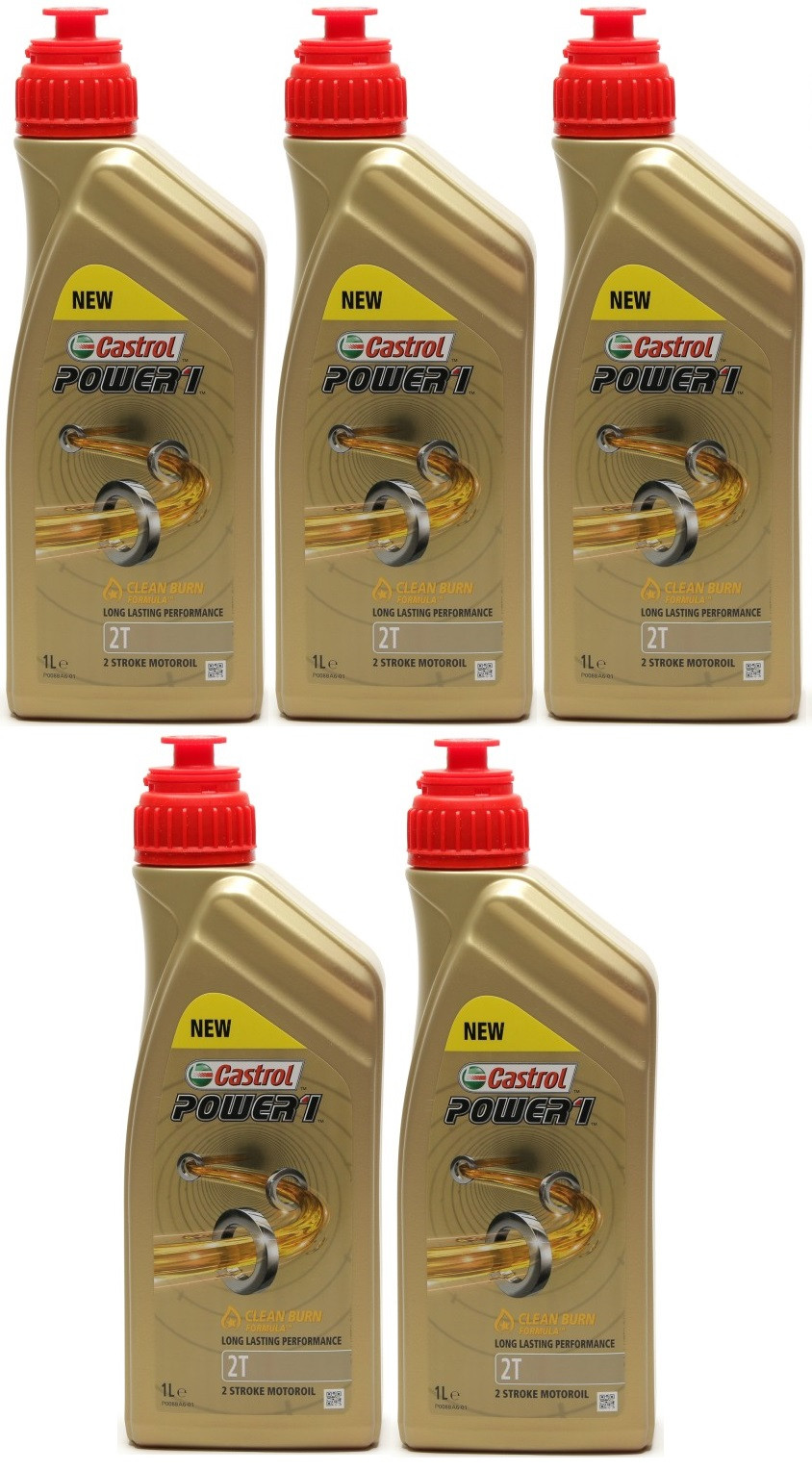 Castrol Power 1 2T teilsynthetisches Motorrad Motoröl 5x 1l = 5 Liter