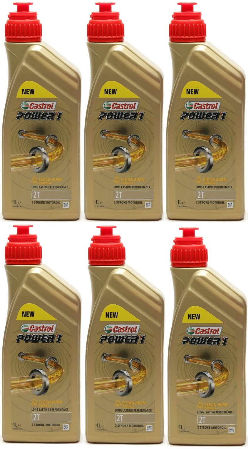 Castrol Power 1 2T teilsynthetisches Motorrad Motoröl 6x 1l = 6 Liter