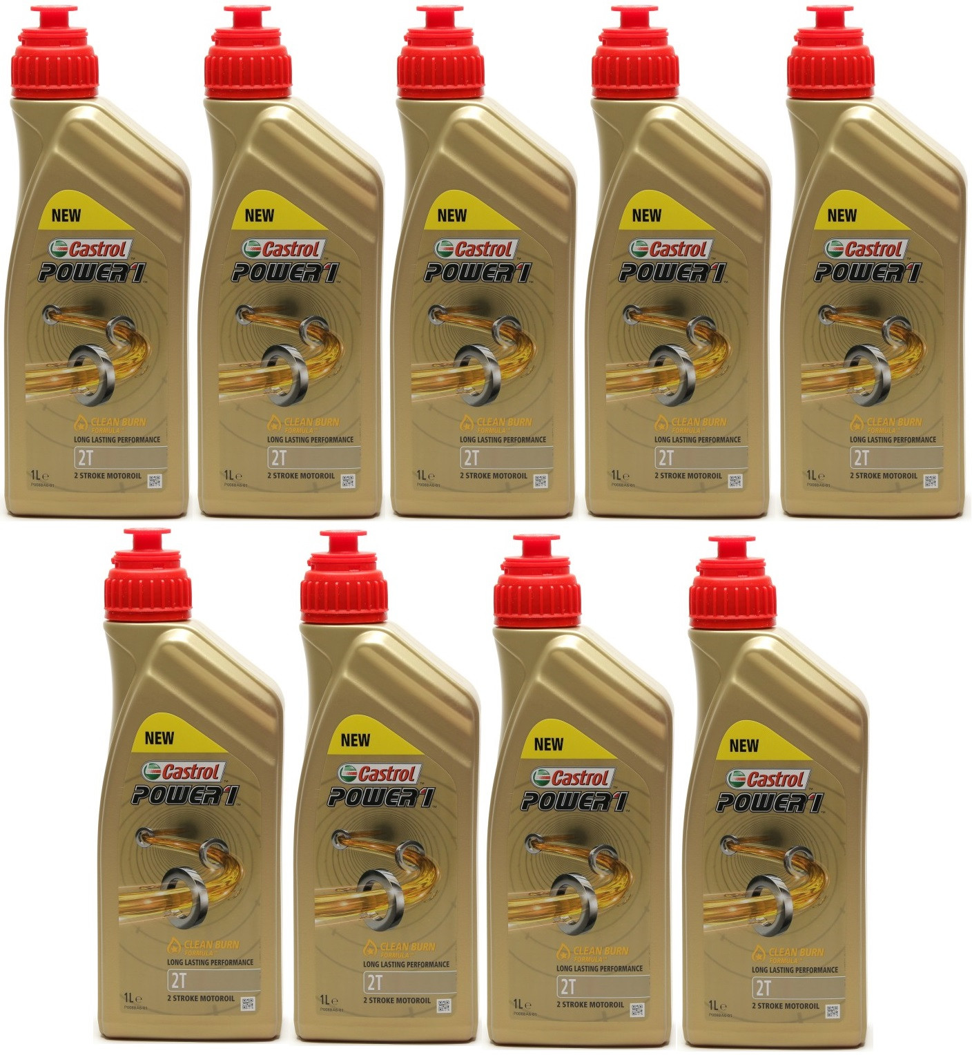 Castrol Power 1 2T teilsynthetisches Motorrad Motoröl 9x 1l = 9 Liter