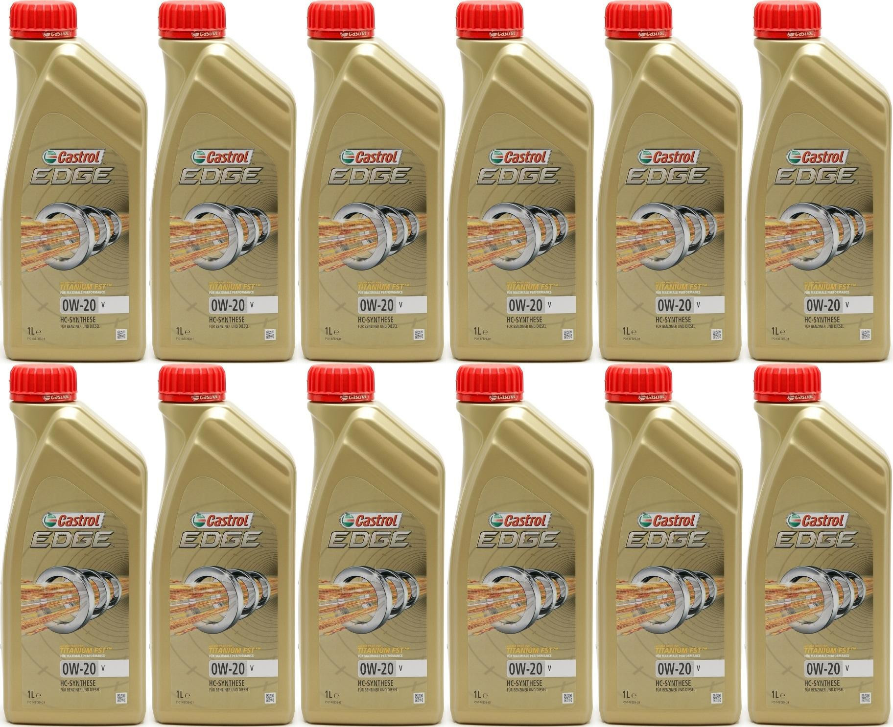 Castrol Edge V 0W-20 Motoröl 12x 1l = 12 Liter