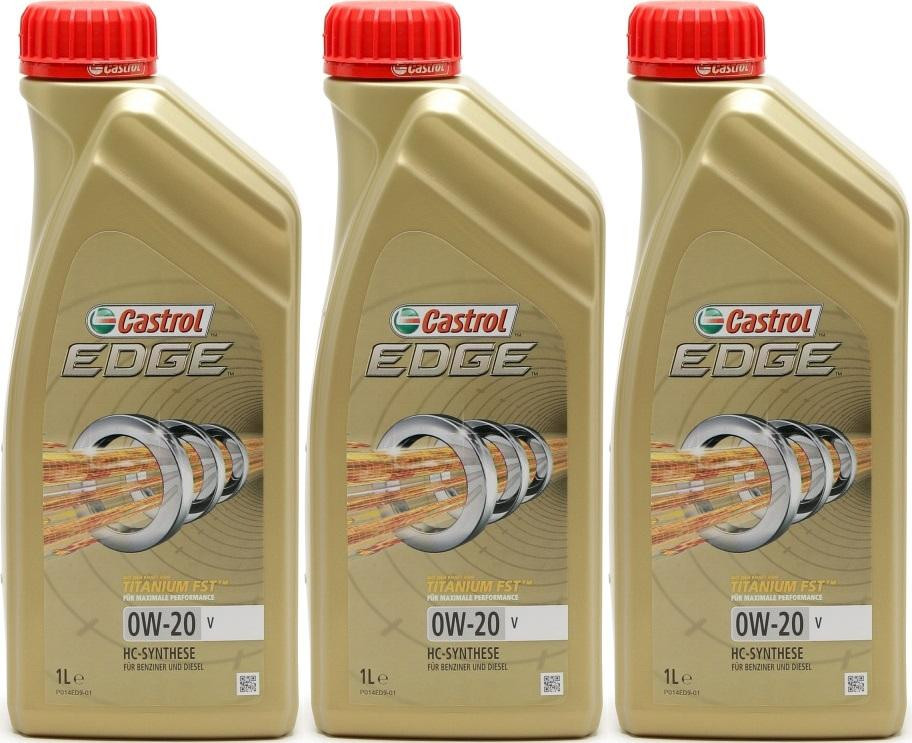Castrol Edge V 0W-20 Motoröl 3x 1l = 3 Liter