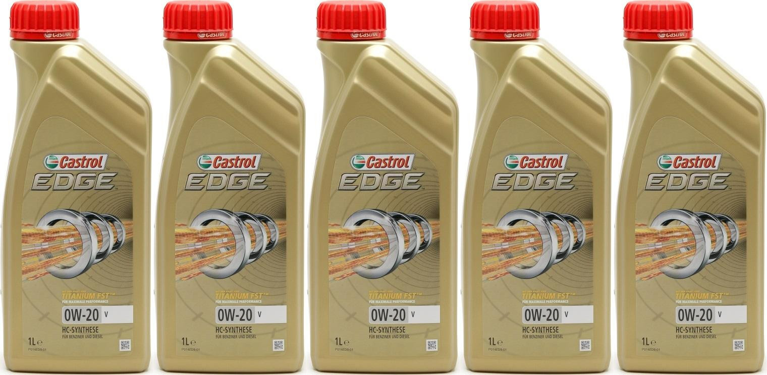 Castrol Edge V 0W-20 Motoröl 5x 1l = 5 Liter