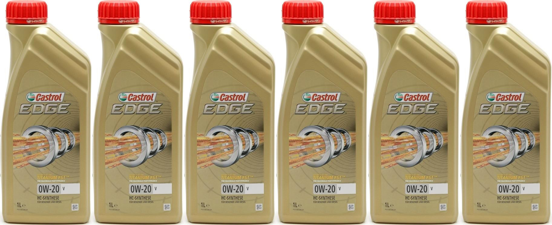 Castrol Edge V 0W-20 Motoröl 6x 1l = 6 Liter