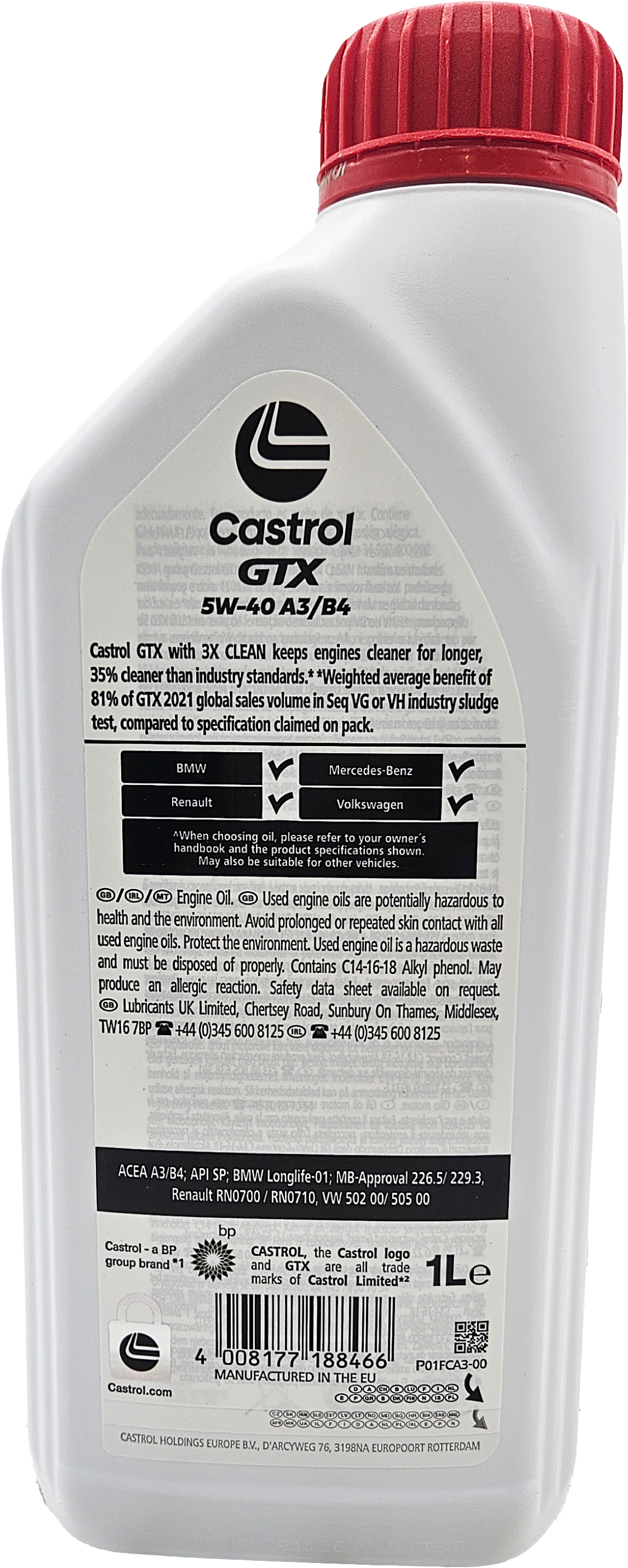 Castrol GTX 5W-40 A3/B4 Motoröl 1l