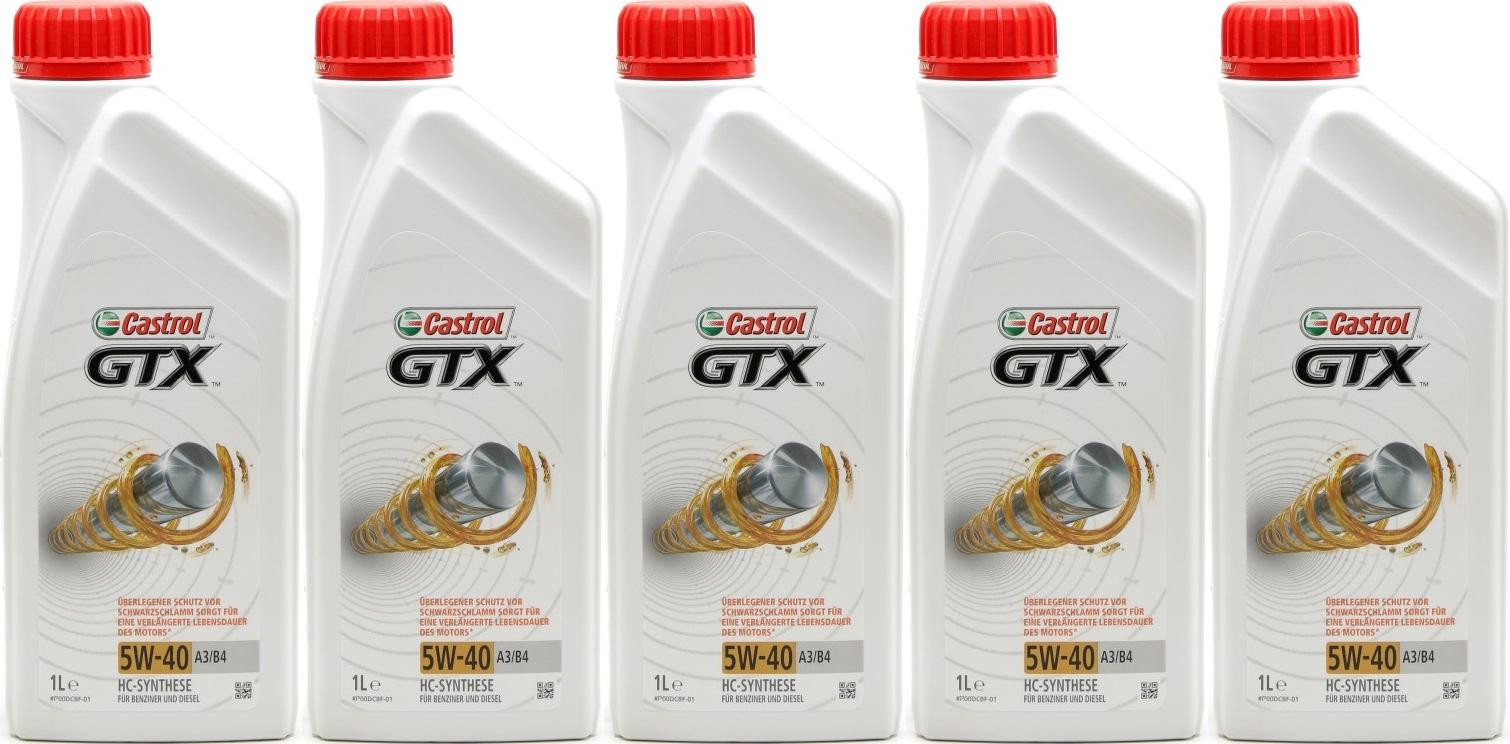 Castrol GTX 5W-40 A3/B4 Motoröl 5x 1l = 5 Liter