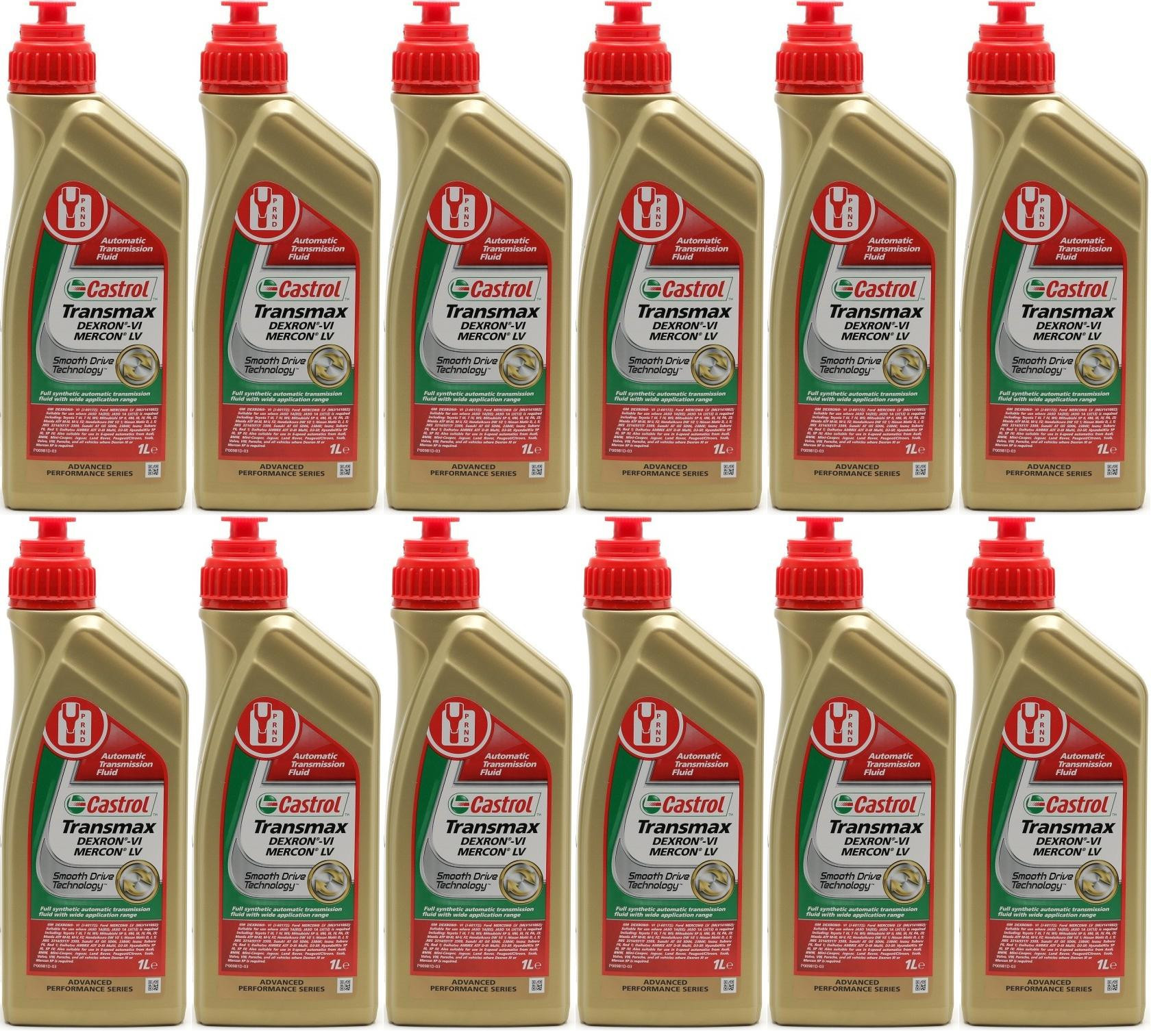Castrol Transmax Dexron-VI Mercon LV Automatik Getriebeöl 12x 1l = 12 Liter