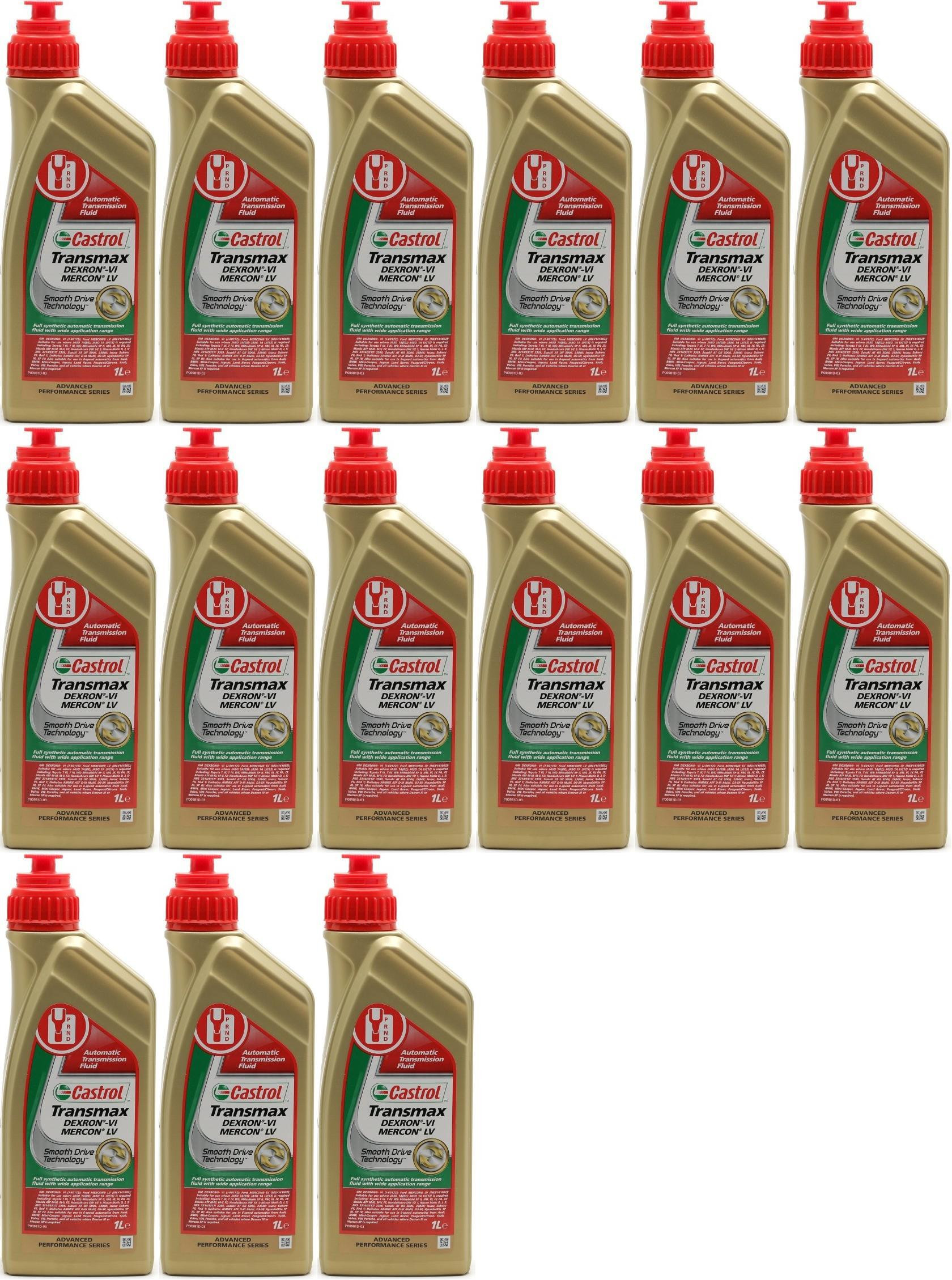 Castrol Transmax Dexron-VI Mercon LV Automatik Getriebeöl 15x 1l = 15 Liter