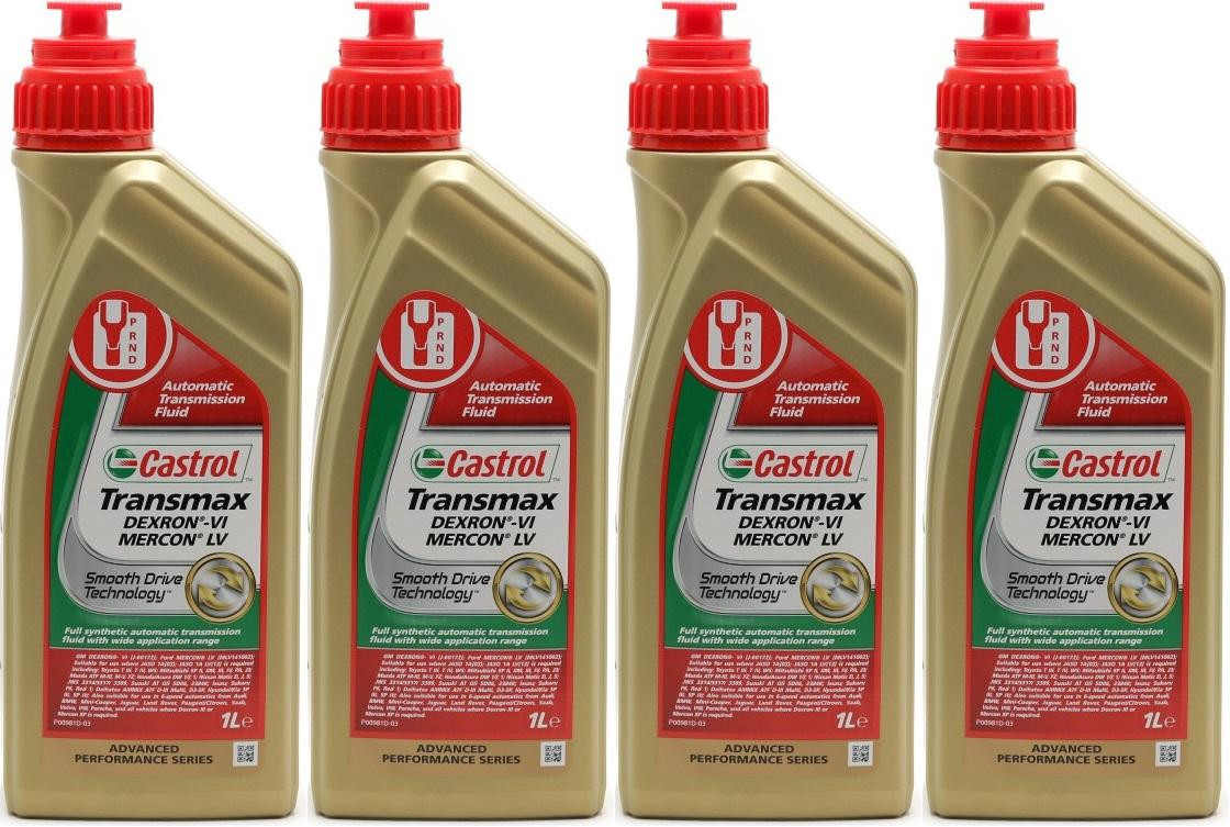 Castrol Transmax Dexron-VI Mercon LV Automatik Getriebeöl 4x 1l = 4 Liter