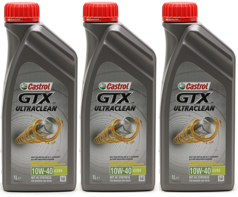 Castrol GTX Ultraclean 10W-40 A3/B4 Diesel & Benziner Motoröliter 3x 1l=3 Liter