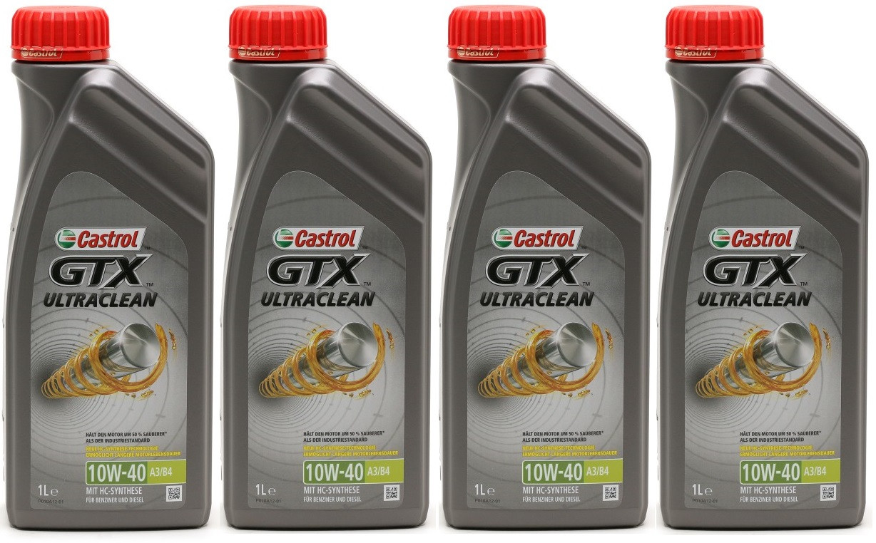 Castrol GTX Ultraclean 10W-40 A3/B4 Diesel & Benziner Motoröliter 4x 1l=4 Liter